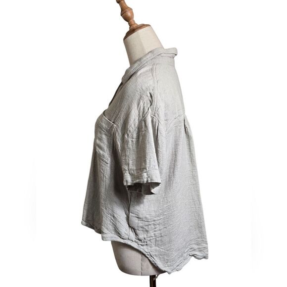 Madewell Light Sage Green Linen Blend Button-Up Short Sleeve Shirt - Picture 5 of 7